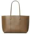 Tory Burch Perry Triple Compartment Leather Tote In Brown