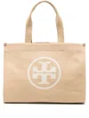 TORY BURCH TORY BURCH LARGE ELLA TOTE BAG IN COTTON WITH LOGO PRINT