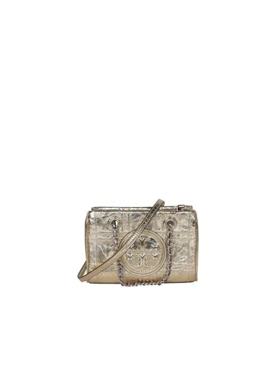 Tory Burch Fleming Mini Gold Bag In Grey