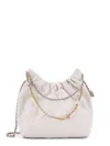 Tory Burch Mini Fleming Soft Distressed Drawstring Bag In White