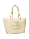 Tory Burch Ella Crinkle Patent Chain Tote In Oats