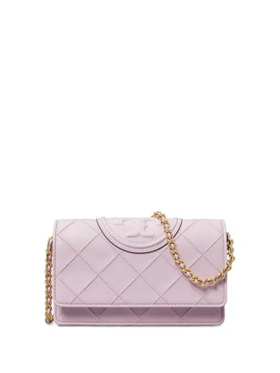 Tory Burch Quilted Lambskin Shoulder Bag With Gold Chain Strap In Pink