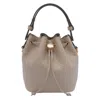 Tory Burch Mini T Monogram Pebble Bucket Bag In Sand