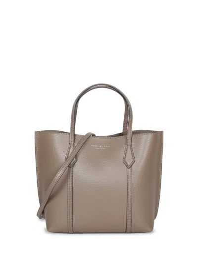Tory Burch Brown Leather Small Perry Totes In Sand