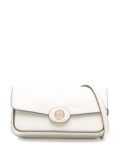 Tory Burch Brushed East West Shoulder Bag With Brass In White