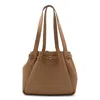 Tory Burch Textured Double Handle Tote Bag In Brown