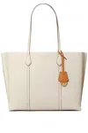 Tory Burch Perry Triple-compartment Leather Tote In Bianco