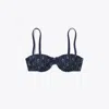 Tory Burch Balconette Bikini Top In Blue