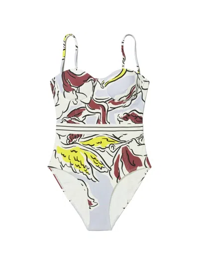 Tory Burch Balconette Swimsuit In White