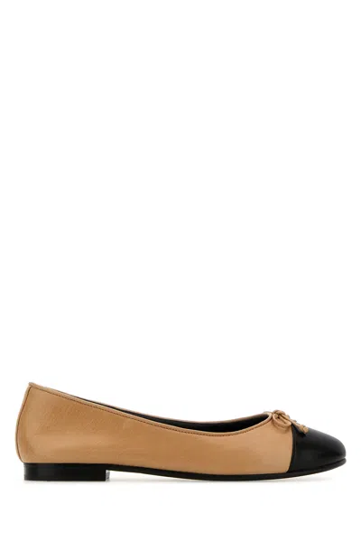 TORY BURCH TORY BURCH BEIGE NAPPA LEATHER BALLERINAS