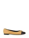 Tory Burch Claire Cap Toe Ballet Flat In Beige