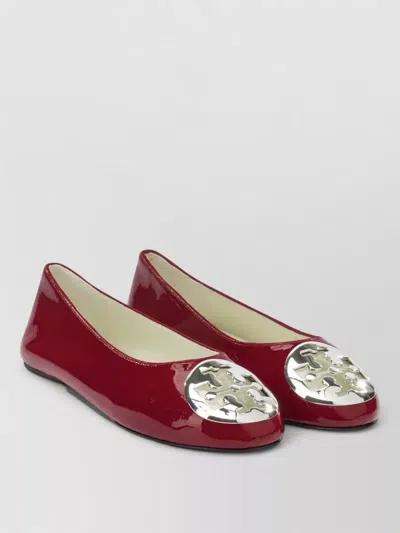 Tory Burch Ballerina Shoes Flat Sole Metallic Detail In Red