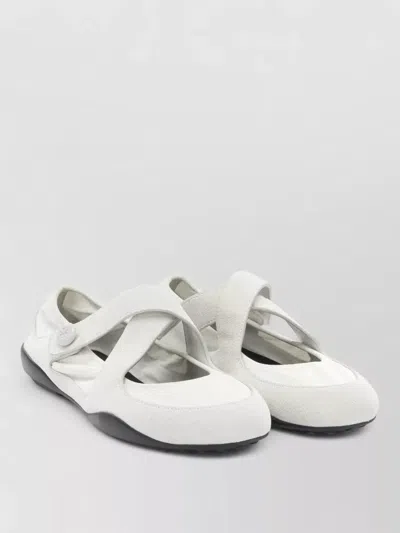 Tory Burch Ballerina Shoes Round Toe Rubber Sole Textured In White