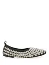 Tory Burch Studded Round Toe Ballerina Shoes With Flat Sole In Neutral