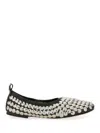 Tory Burch Studded Round Toe Ballerina Shoes With Flat Sole In Neutral