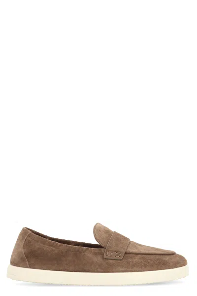 Tory Burch Slip-on Loafers With Suede Finish And Rubber Sole In Brown