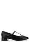 Tory Burch Black Ballet Shoes With Cap Toe And Low Block Heel In Patent Leather Woman