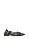 Tory Burch Black Ballet Flats With All-over Crystals Application In Tech Fabric Woman In Black