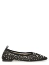 Tory Burch Black Ballet Flats With All-over Crystals Application In Tech Fabric Woman In Black