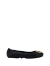 Tory Burch Logo-plaque Leather Ballet Flats In Black