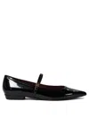 Tory Burch Black Ballet Shoes With Pointed Toe And Double T Motif In Patent Leather Woman