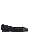 Tory Burch Round Toe Ballerina Shoes With Bow Detail In Black