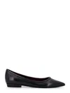 Tory Burch Leather Ballerinas With Patent Leather Profile In Black