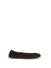 Tory Burch Suede Ballet Flats With Logo Embellishment In Brown