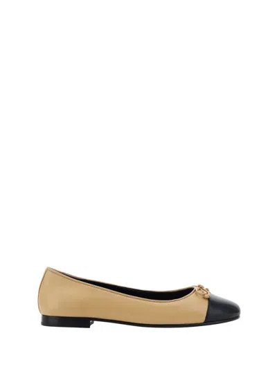 Tory Burch Ballerinas In Ginger Shortbread/perfect Black