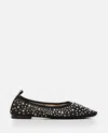 Tory Burch Black Ballet Flats With All-over Crystals Application In Tech Fabric Woman In Black