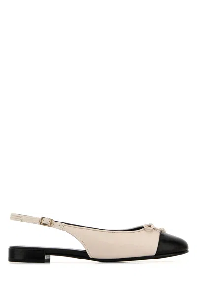 TORY BURCH BALLERINE CAP-TOE IN PELLE AVORIO DONNA