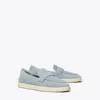 Tory Burch Light Blue Loafers With Logo Plaque On The Front And Slip-on Design In Suede Woman In Blue