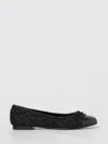 Tory Burch Round Toe Ballerina Shoes With Bow Detail In Black