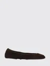 Tory Burch Suede Ballet Flats With Logo Embellishment In Brown