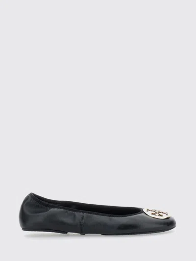 Tory Burch Leather Ballerinas With Metal Logo On The Front In Multi
