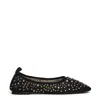Tory Burch Black Ballet Flats With All-over Crystals Application In Tech Fabric Woman In Black