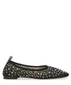 Tory Burch Black Ballet Flats With All-over Crystals Application In Tech Fabric Woman In Black
