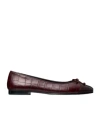 Tory Burch Claire Leather Ballerina Shoes In Black