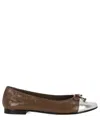 Tory Burch Bow-detail Leather Ballerina Shoes In Brown