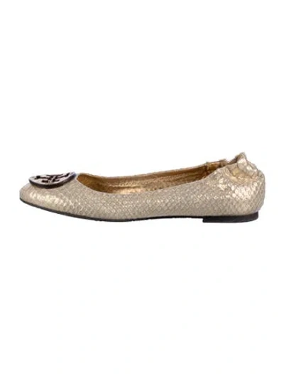 Pre-owned Tory Burch Ballet Flats In Gold