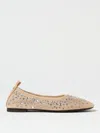Tory Burch Beige Ballet Flats With All-over Crystals Application In Tech Fabric Woman In 米色