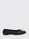 Tory Burch Leather Claire Flats With Logo Plaque In Black