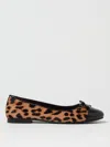 Tory Burch Brown Ballet Shoes With Cap Toe And Leopard Print In Leather Woman In Brown