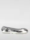 Tory Burch Mini Travel Metallic Leather Ballet Flats In Silver