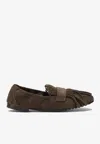 Tory Burch Ballet Fringed Suede Loafers In Brown