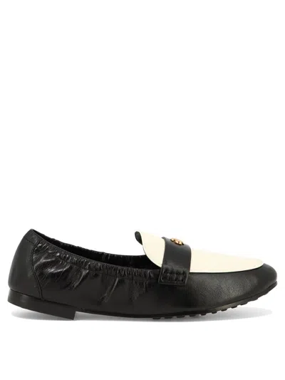 Tory Burch Logo Plaque Color-block Loafers In Black