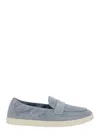 Tory Burch Light Blue Loafers With Logo Plaque On The Front And Slip-on Design In Suede Woman In Blu