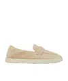 Tory Burch Double T Suede Loafers In Nude