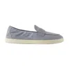 Tory Burch Light Blue Loafers With Logo Plaque On The Front And Slip-on Design In Suede Woman In Blue