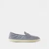 Tory Burch Light Blue Loafers With Logo Plaque On The Front And Slip-on Design In Suede Woman In Blue